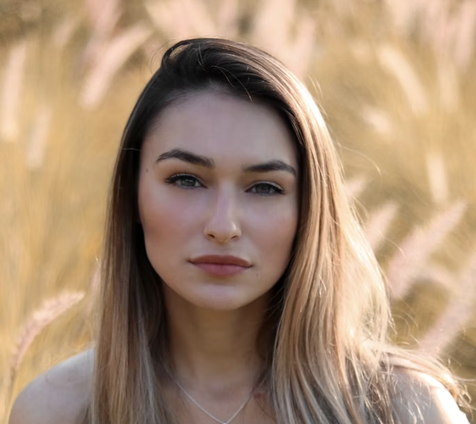 Woman with natural makeup outdoors